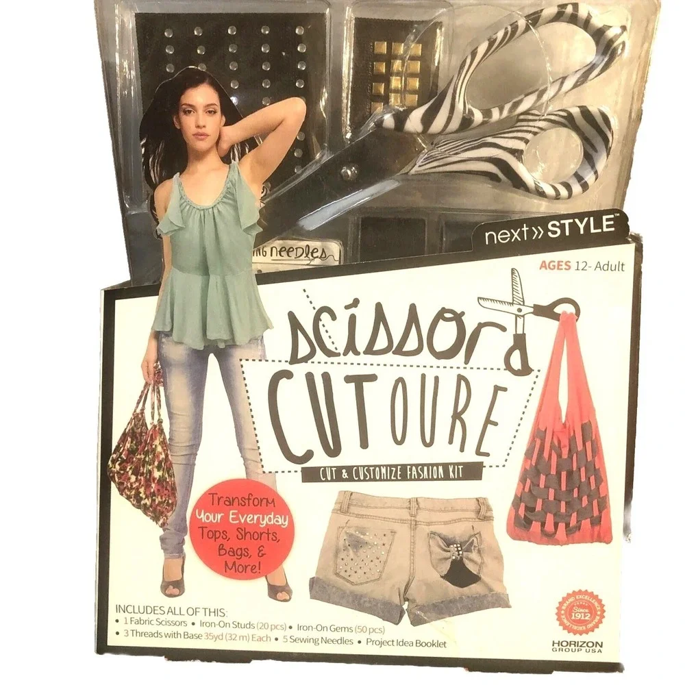 Customize‎ Fashion Kit Scissor Cutoure Cut Scissors Studs Gems Sewing Needles